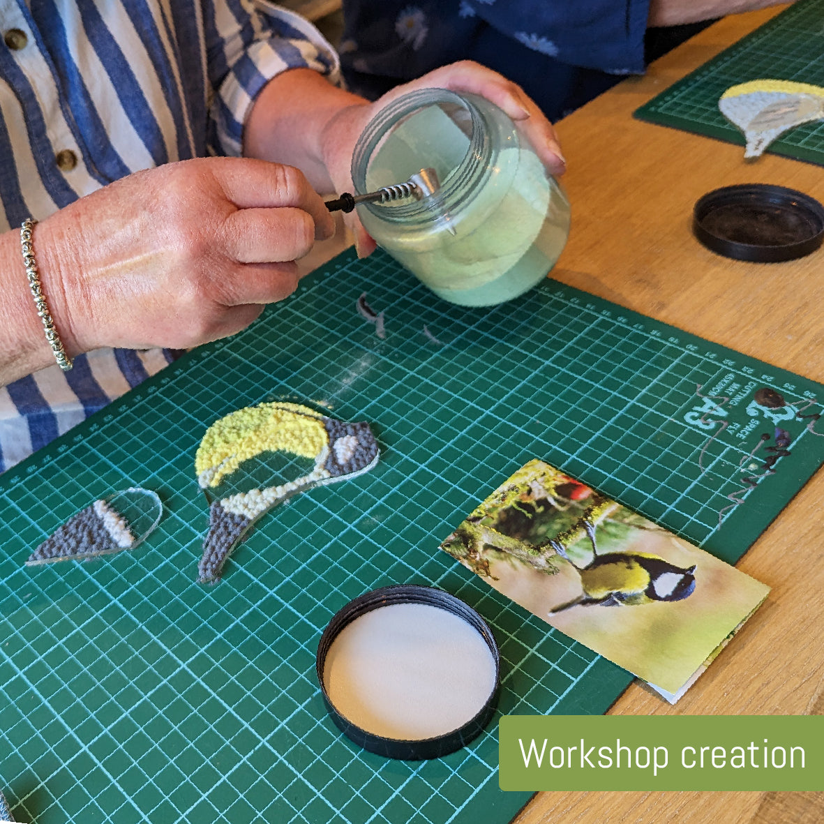Close up of a customers creation during their fused glass workshop
