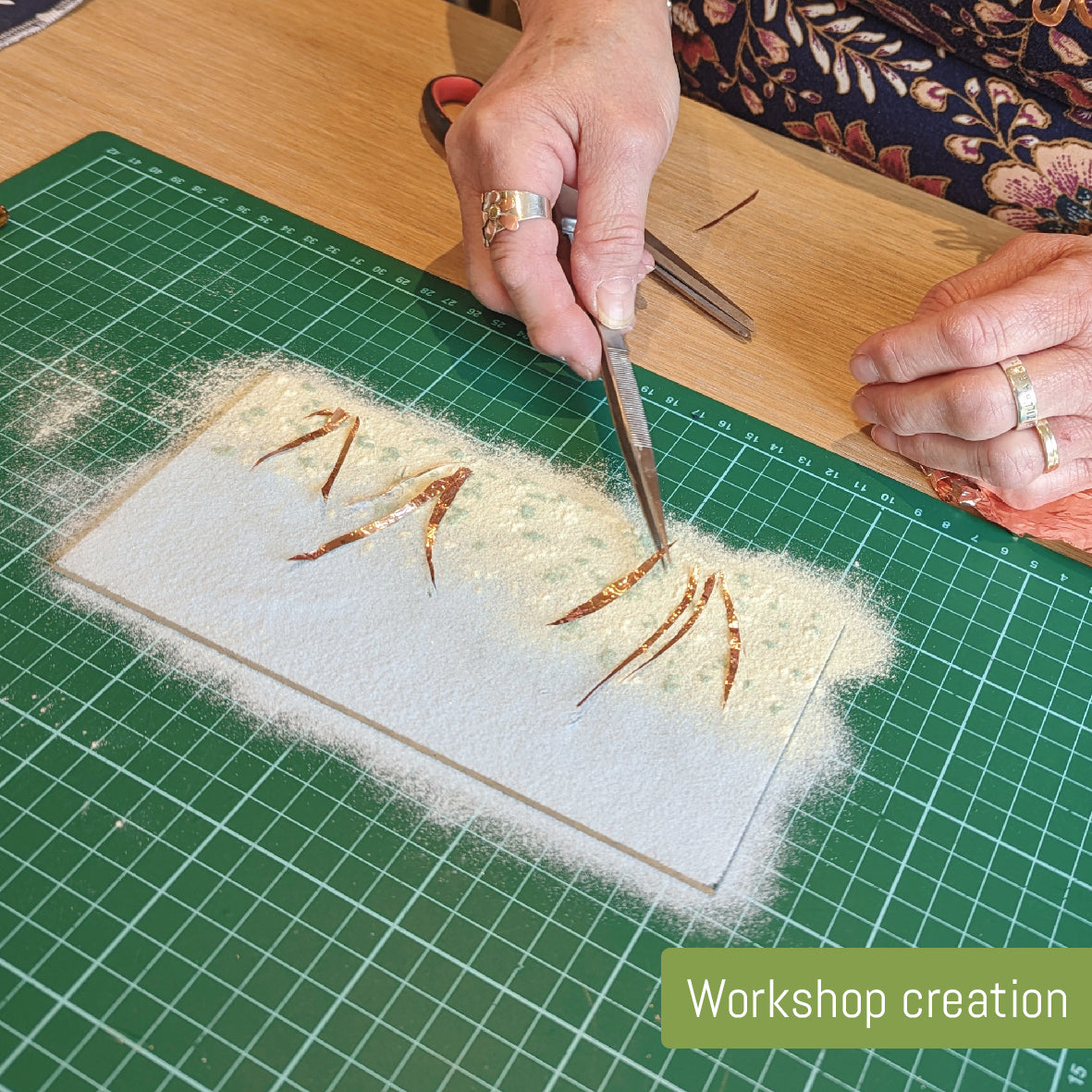 Close up of a customers creation during their fused glass workshop